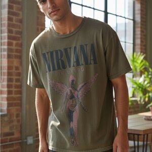Vintage NIRVANA Army Green Short Sleeve Tee